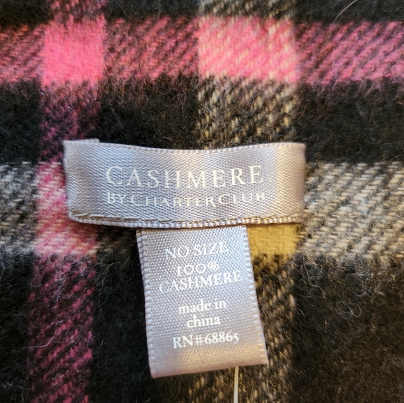 100% Cashmere Scarf One Size Black/Multi - Picture 3 of 3